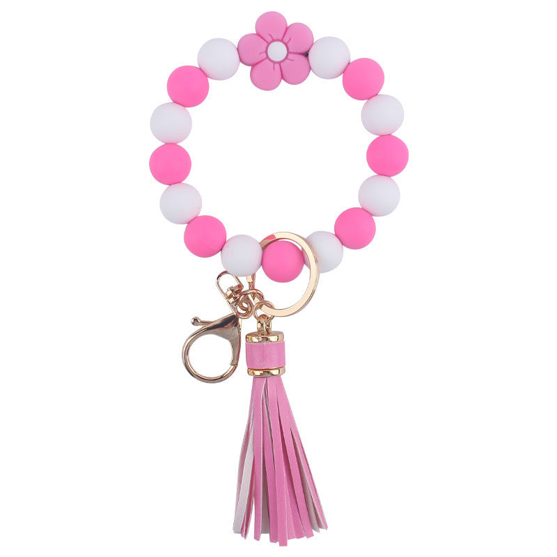 Cartoon Silicone Flower Bracelet Keychain