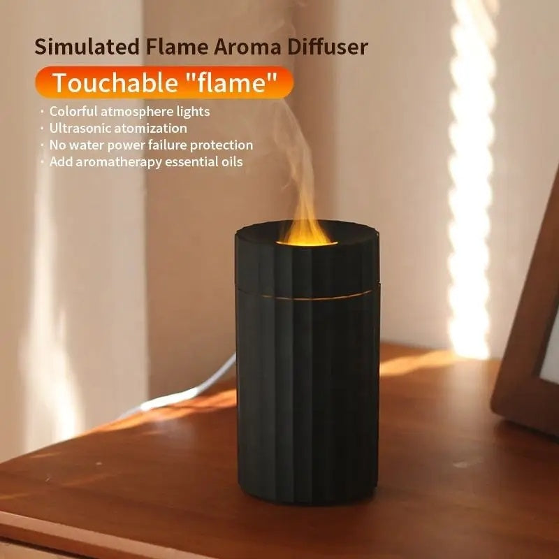 Luftbefeuchter mit Flammeneffekt, Diffusor für ätherische Öle, leiser Aromadiffusor, Raumdüfte, Auto-Erfrischung