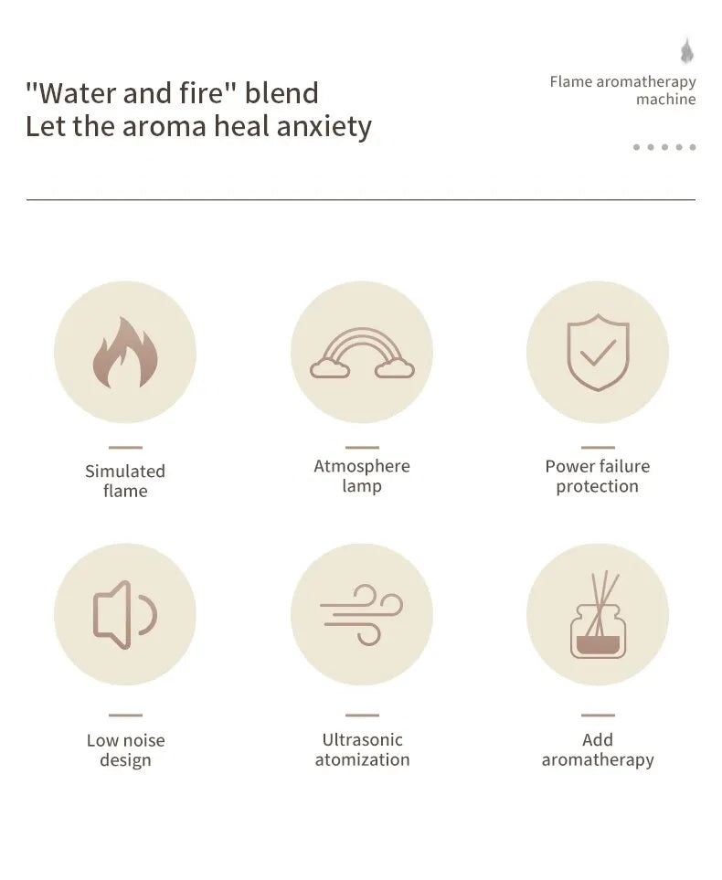 Luftbefeuchter mit Flammeneffekt, Diffusor für ätherische Öle, leiser Aromadiffusor, Raumdüfte, Auto-Erfrischung