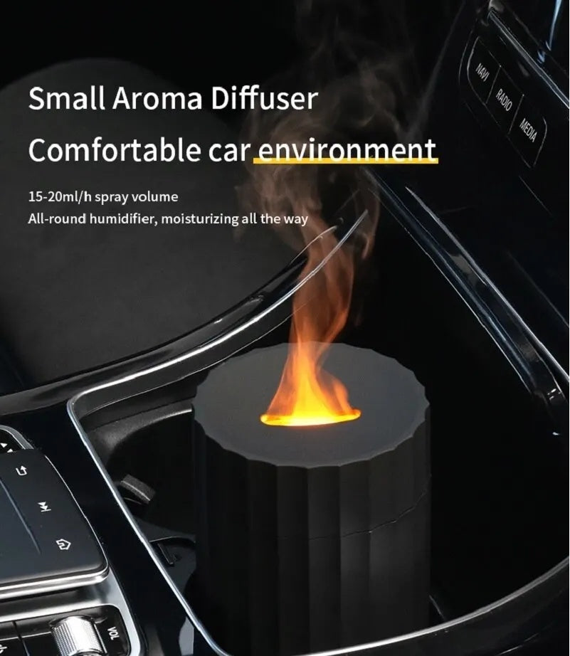 Humidificador de aire con efecto de llama Difusor de aceites esenciales Difusor de aroma silencioso Fragancias para el hogar Refresca el automóvil