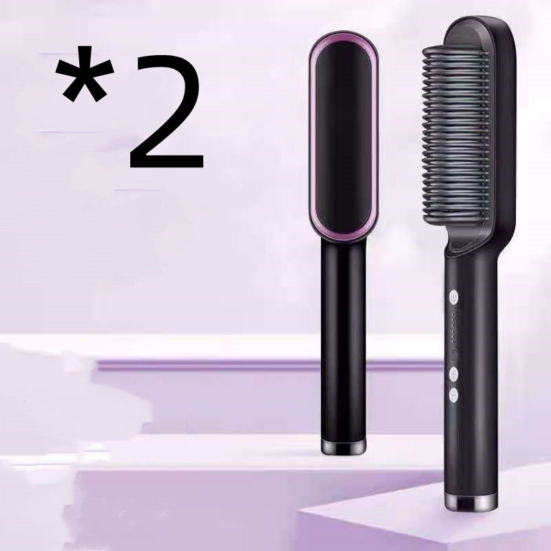 Neu 2 In 1 Haarglätter Heißer Kamm Negative Ionen Curling Tong Dual-zweck Elektrische Haar