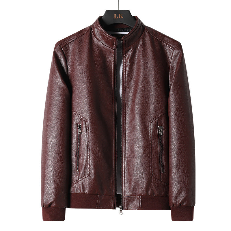 Plus Size Men's Simplicity Leather Coat PU Leather Jacket