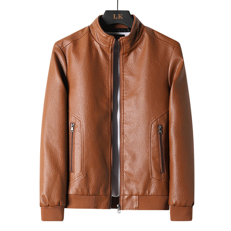 Plus Size Men's Simplicity Leather Coat PU Leather Jacket