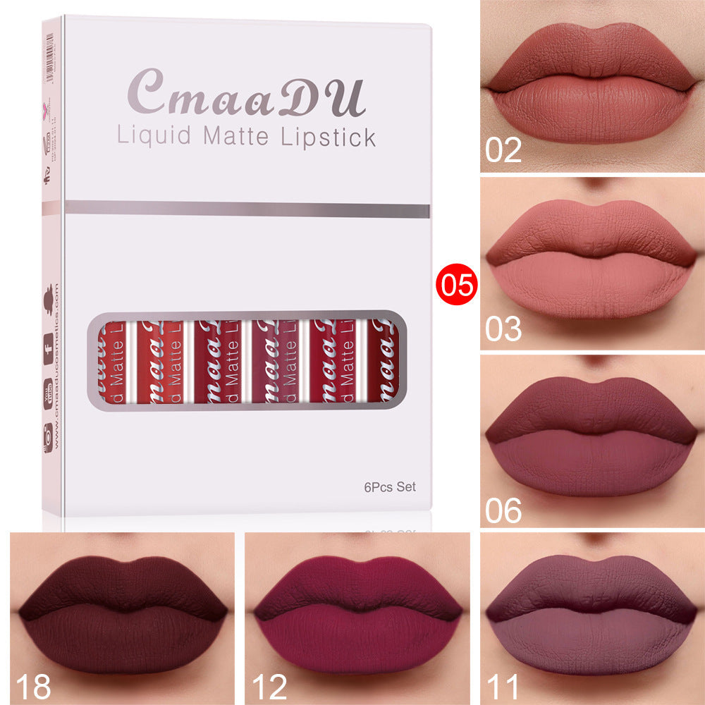 6 boxen Von Matte Antihaft Tasse Wasserfest Lippenstift Lang Anhaltende Lip Gloss