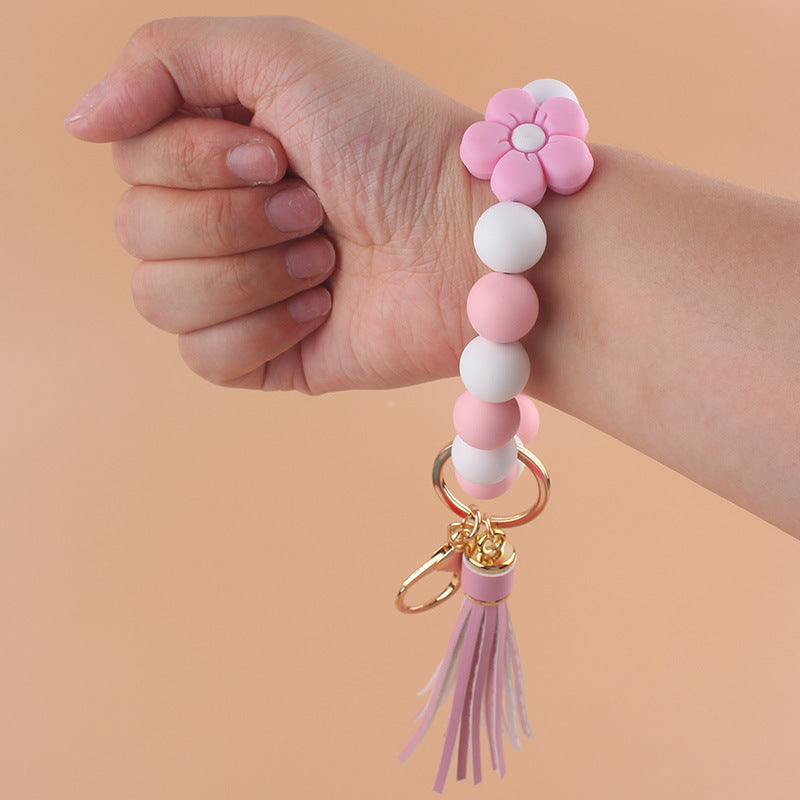 Cartoon Silicone Flower Bracelet Keychain