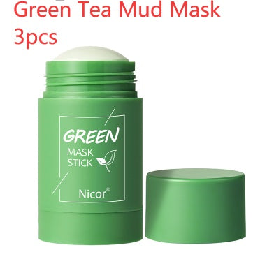 Mascarilla limpiadora de té verde con barra de arcilla, control de grasa, antiacné, blanqueadora, mascarilla de algas marinas, cuidado de la piel