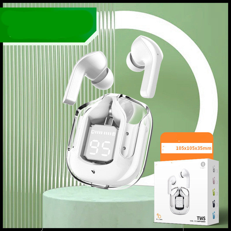 Neu Mini Transparent Drahtlose Bluetooth Headset Digital Display ENC Noise Reduktion Wahre Wireless Sport