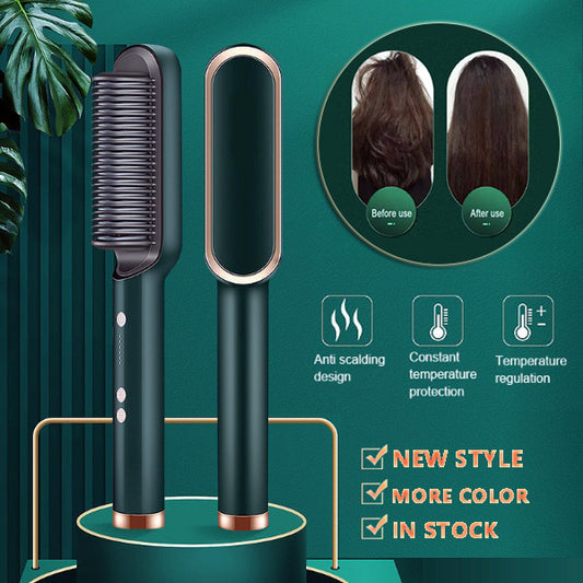 Neu 2 In 1 Haarglätter Heißer Kamm Negative Ionen Curling Tong Dual-zweck Elektrische Haar