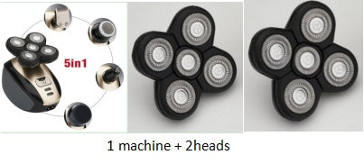 5-in-1-Multifunktions-Elektrorasierer mit 5 Klingen für Männer, rasierter Kopf, wiederaufladbare Rasiermaschine, Bart-/Nasenhaarschneider