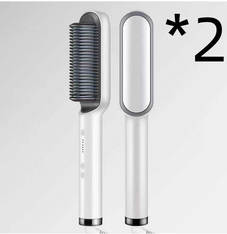 Neu 2 In 1 Haarglätter Heißer Kamm Negative Ionen Curling Tong Dual-zweck Elektrische Haar