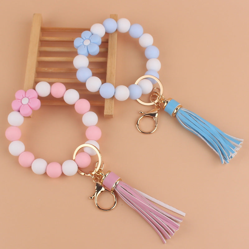 Cartoon Silicone Flower Bracelet Keychain