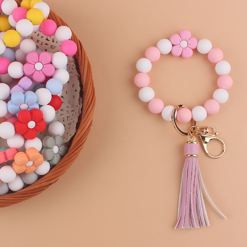 Cartoon Silicone Flower Bracelet Keychain