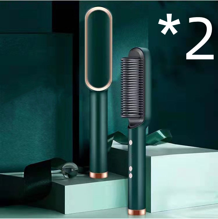 Neu 2 In 1 Haarglätter Heißer Kamm Negative Ionen Curling Tong Dual-zweck Elektrische Haar