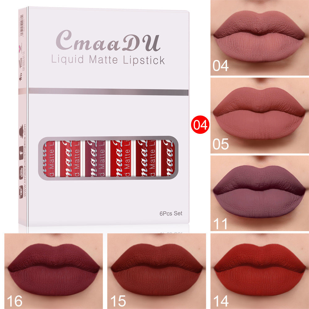 6 boxen Von Matte Antihaft Tasse Wasserfest Lippenstift Lang Anhaltende Lip Gloss