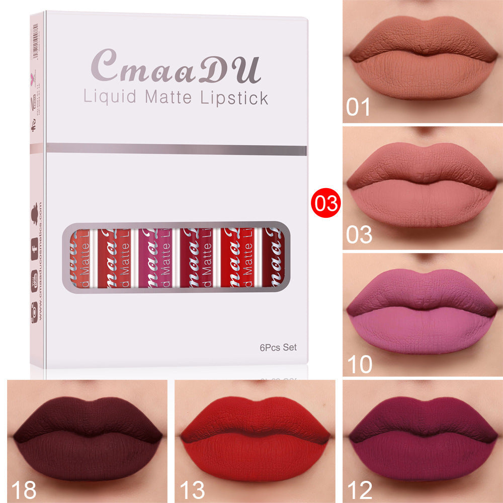 6 boxen Von Matte Antihaft Tasse Wasserfest Lippenstift Lang Anhaltende Lip Gloss