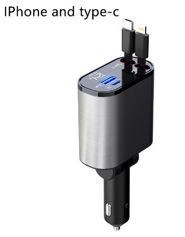 Cargador de coche de metal de 100 W, carga súper rápida, adaptador USB y tipo C para encendedor de cigarrillos de coche