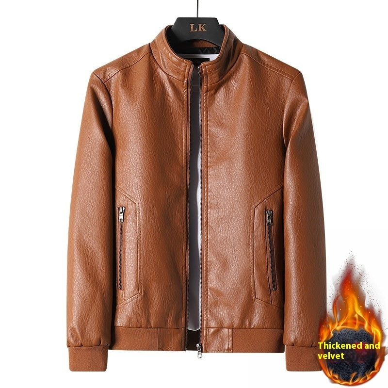 Plus Size Men's Simplicity Leather Coat PU Leather Jacket