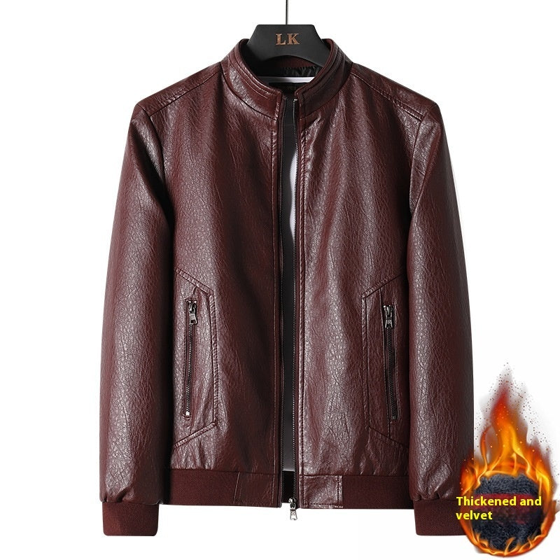 Plus Size Men's Simplicity Leather Coat PU Leather Jacket