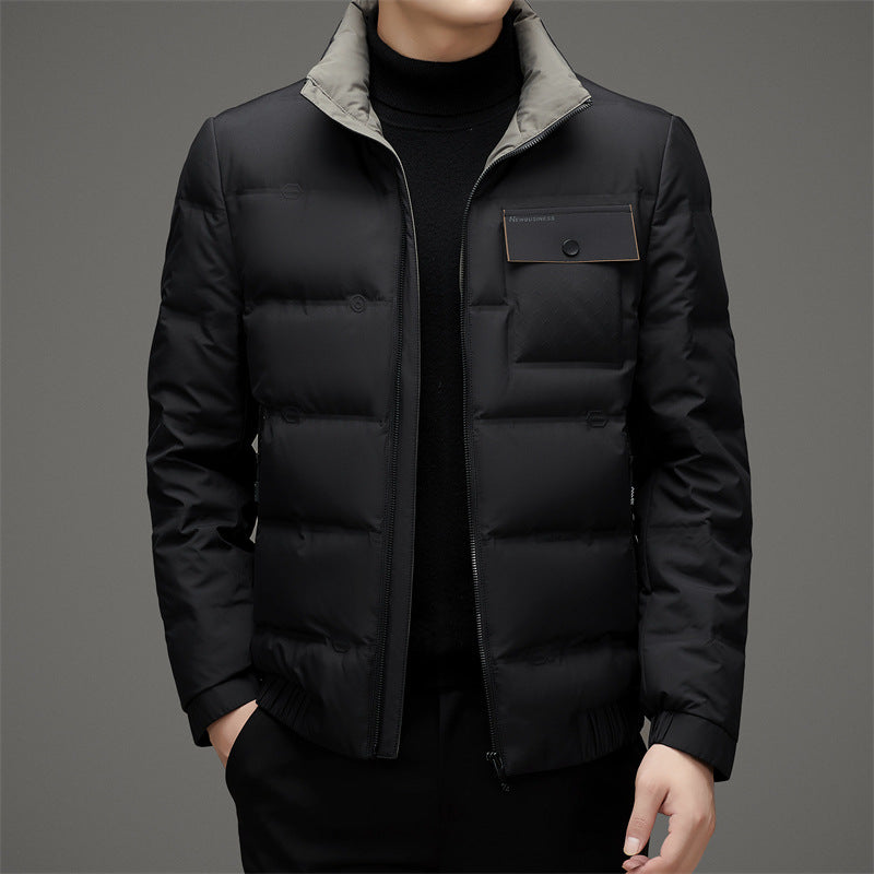 Men's Winter Stand Collar Short Thickened Warm Outdoor Down Jacket