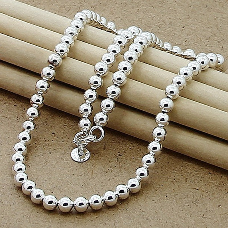 Silver Plated 6MM Buddha Beaded Necklace