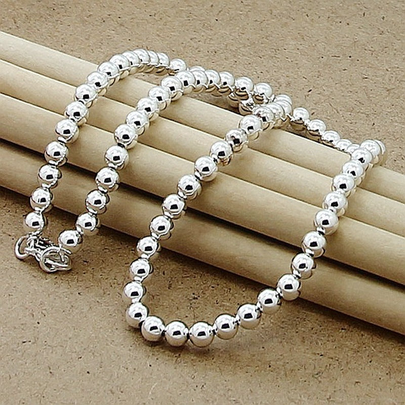 Silver Plated 6MM Buddha Beaded Necklace