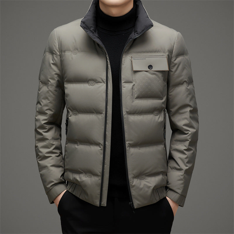 Men's Winter Stand Collar Short Thickened Warm Outdoor Down Jacket