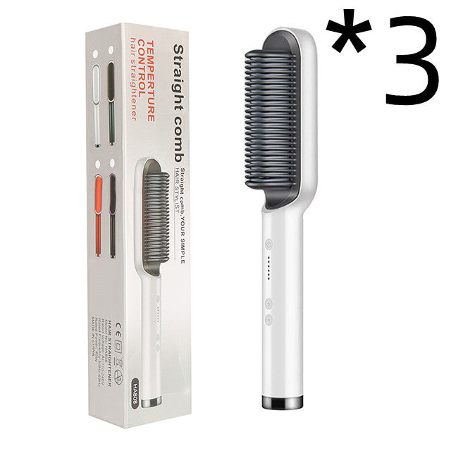 Neu 2 In 1 Haarglätter Heißer Kamm Negative Ionen Curling Tong Dual-zweck Elektrische Haar