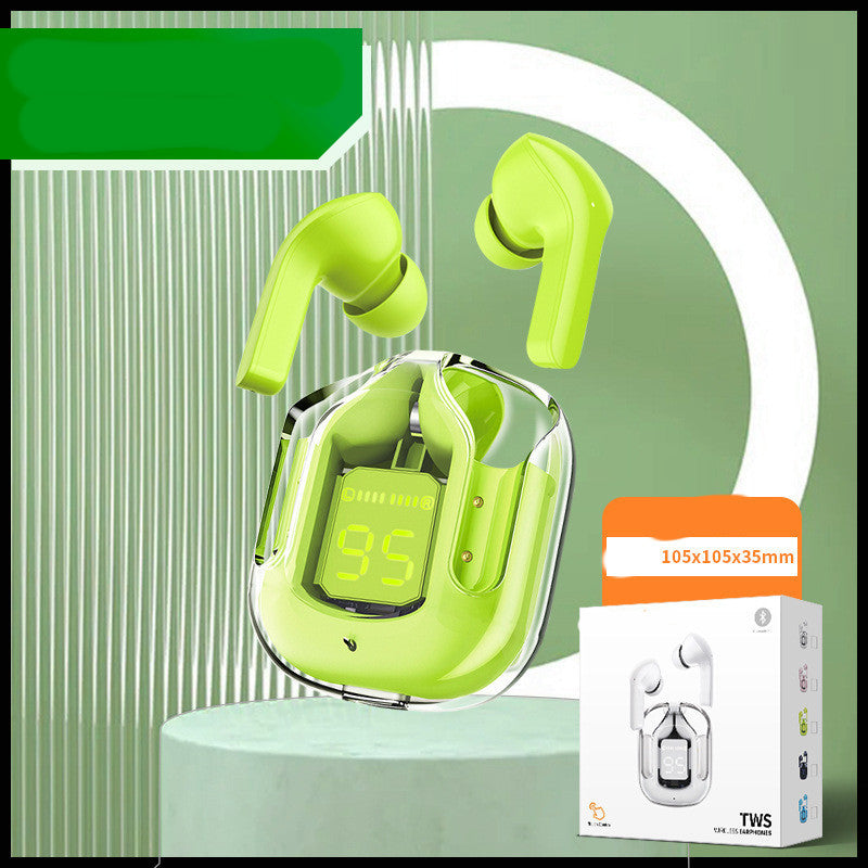 Neu Mini Transparent Drahtlose Bluetooth Headset Digital Display ENC Noise Reduktion Wahre Wireless Sport