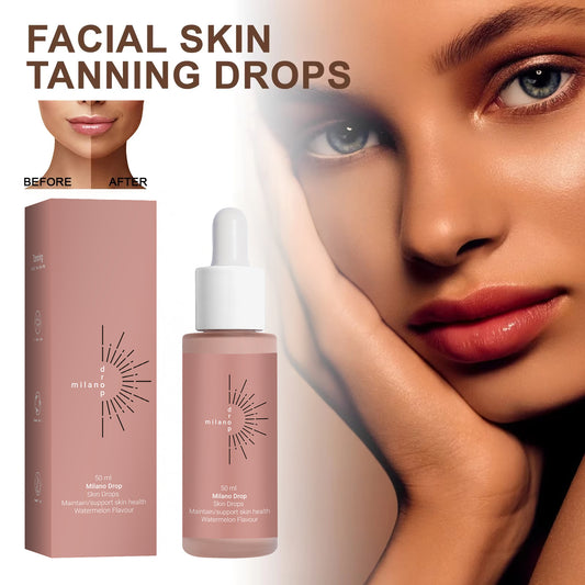 Suero bronceador facial Cama bronceadora para rostro y cuerpo Suero reparador de líneas finas para la piel al aire libre Suero bronceador oscuro Gotas autobronceadoras