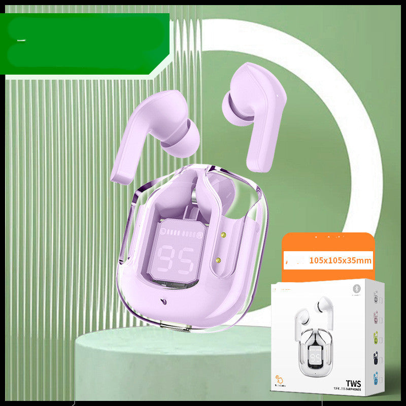 Neu Mini Transparent Drahtlose Bluetooth Headset Digital Display ENC Noise Reduktion Wahre Wireless Sport