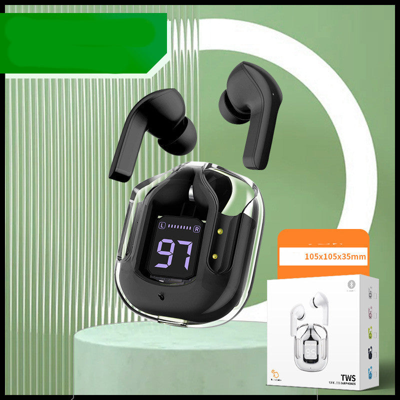 Neu Mini Transparent Drahtlose Bluetooth Headset Digital Display ENC Noise Reduktion Wahre Wireless Sport