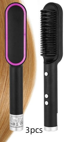 Neu 2 In 1 Haarglätter Heißer Kamm Negative Ionen Curling Tong Dual-zweck Elektrische Haar