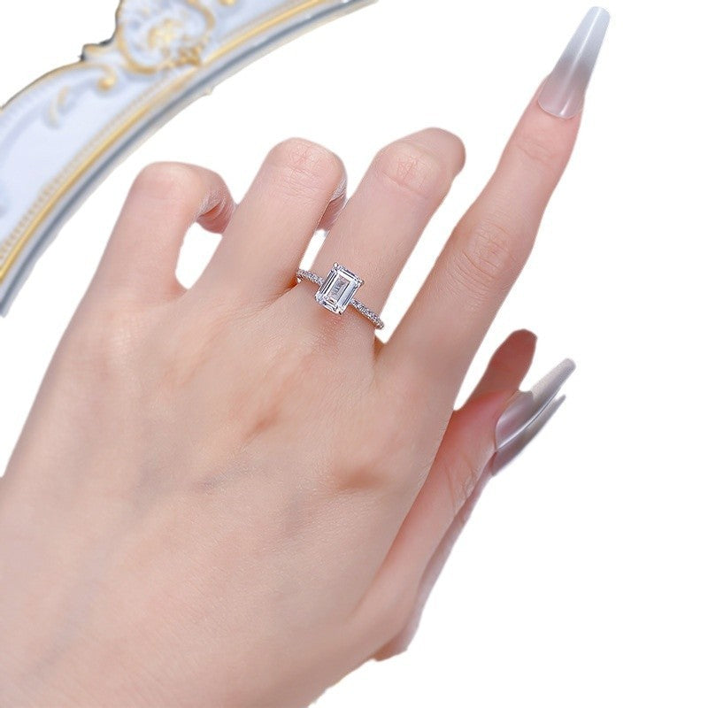 S925 Silver High Carbon Diamond Ring Female