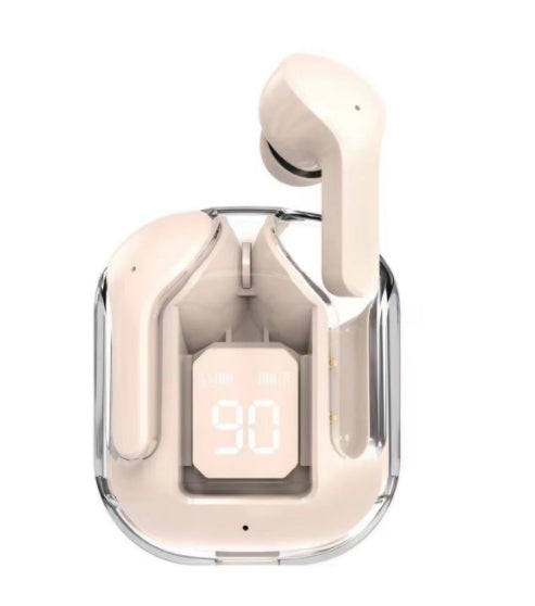 Neu Mini Transparent Drahtlose Bluetooth Headset Digital Display ENC Noise Reduktion Wahre Wireless Sport