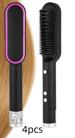 Neu 2 In 1 Haarglätter Heißer Kamm Negative Ionen Curling Tong Dual-zweck Elektrische Haar