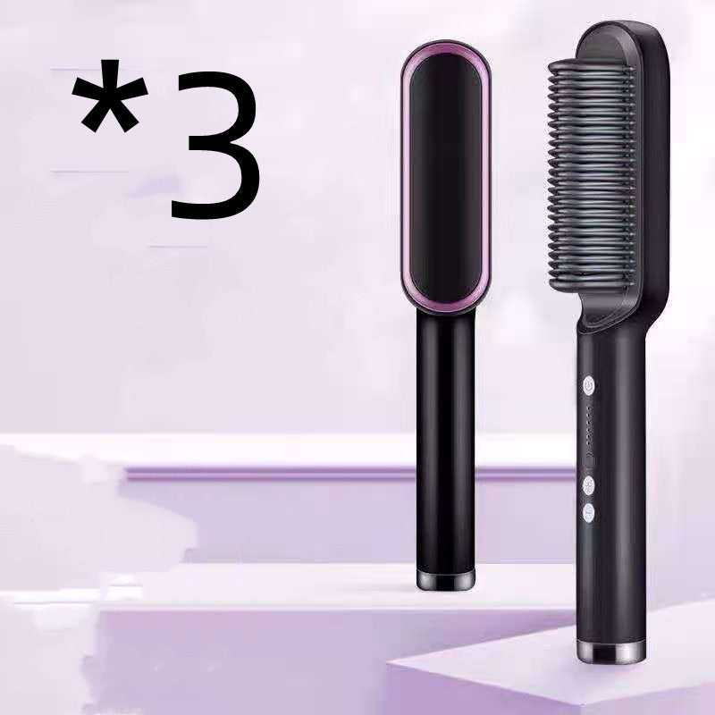 Neu 2 In 1 Haarglätter Heißer Kamm Negative Ionen Curling Tong Dual-zweck Elektrische Haar