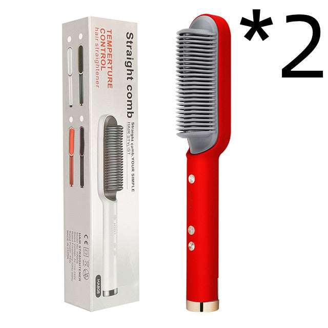 Neu 2 In 1 Haarglätter Heißer Kamm Negative Ionen Curling Tong Dual-zweck Elektrische Haar