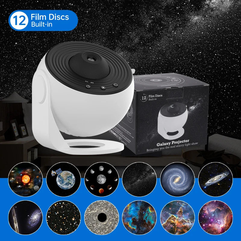 Proyector de luz nocturna con forma de galaxia, proyector de cielo estrellado con rotación de 360 ​​grados, lámpara planetaria para dormitorio de niños, regalo de San Valentín, decoración de bodas