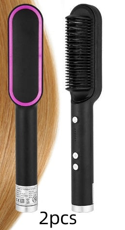 Neu 2 In 1 Haarglätter Heißer Kamm Negative Ionen Curling Tong Dual-zweck Elektrische Haar