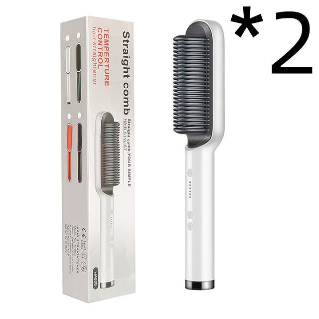 Neu 2 In 1 Haarglätter Heißer Kamm Negative Ionen Curling Tong Dual-zweck Elektrische Haar