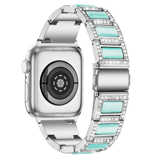 Watch With Opal Three Beads Diamond-studded Stainless Steel